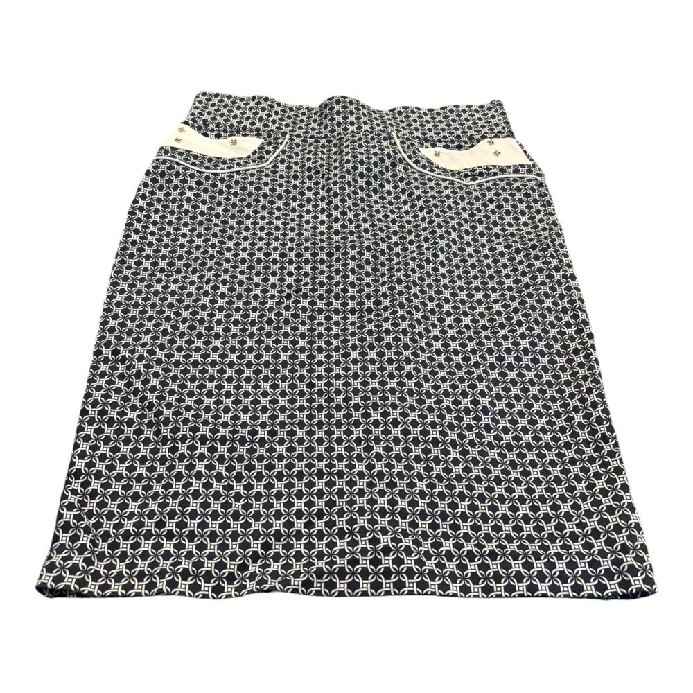 Warehouse Glow Collection Blue & White Straight Skirt Size 38/6